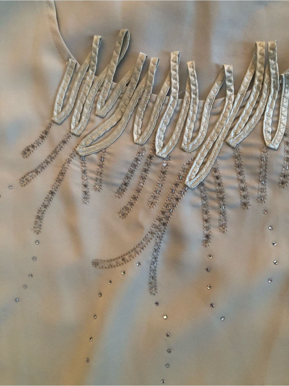 Vintage Psalm: CIV Muted Sage Green Beaded Fringed Blouse Top Plus Size 22W SL - Picture 4 of 9